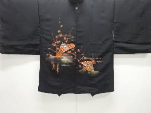 枝梅に菊模様刺繍一つ紋絵羽織